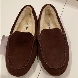 Land’s End chocolate brown moccasin slippers